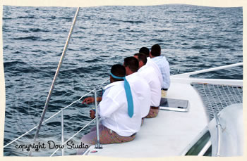 Groomsmen on sailboat wedding - Virgin Islands